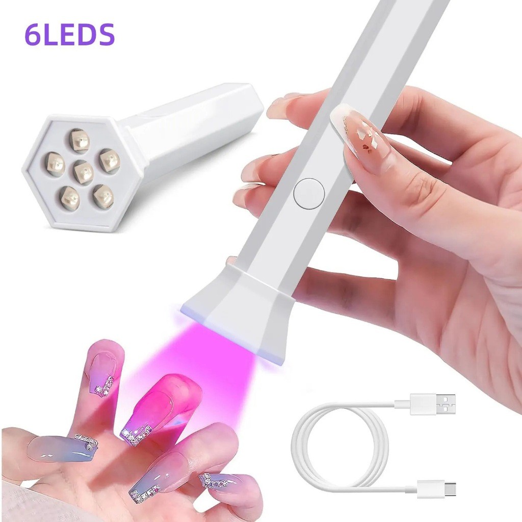 Mini Cabine UV LED Para Unhas 6 LEDs Recarregável USB Secagem Rápida Esmalte Gel Portátil