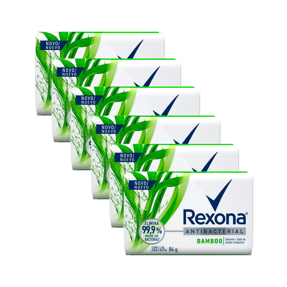 Kit 6 Sabonete em Barra Rexona Bamboo Fresh com 84g