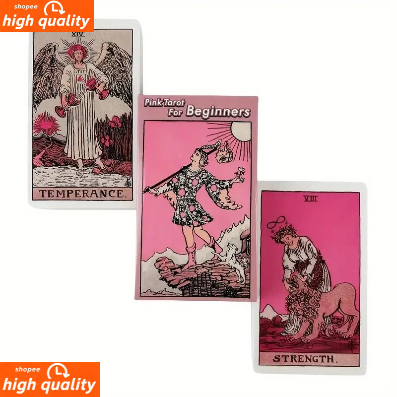 Tarô rosa choque para iniciantes, baralho de 78 cartas, jogos de tabuleiro clássicos, baralho oráculo para festas e-825