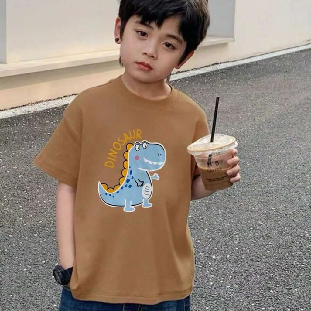 Camiseta Estampa Moda Infantil Unissex Kids Camiseta infantil Com bebê dinossauro animal,criança,camelo 100% Algodão
