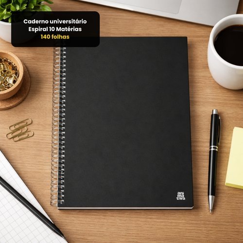 Caderno Universitario 10 Materias 140 Folhas Preto Material Escolar Faculdade