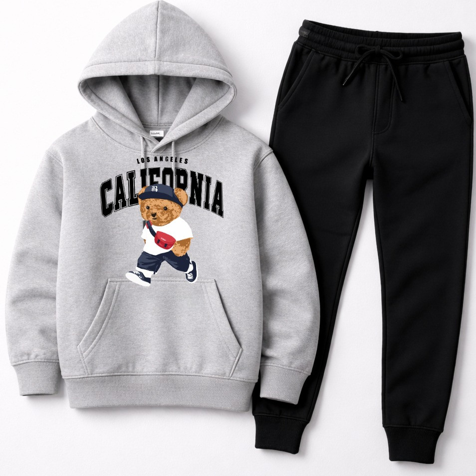 Conjunto Infantil PREMIUM Moletom Agasalho Urso California Quentinho Flanelado Blusa De Frio