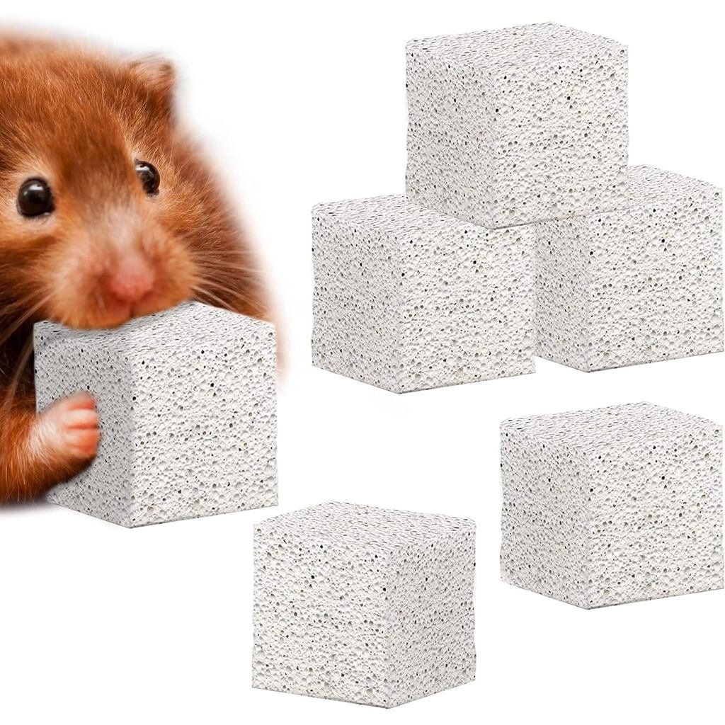 Pedra de Moer Meric CoCoo para Pequenos Animais de Estimação, Pedras de Lava 1,6"x1,6"x1,6", Apara os Dentes dos Animais