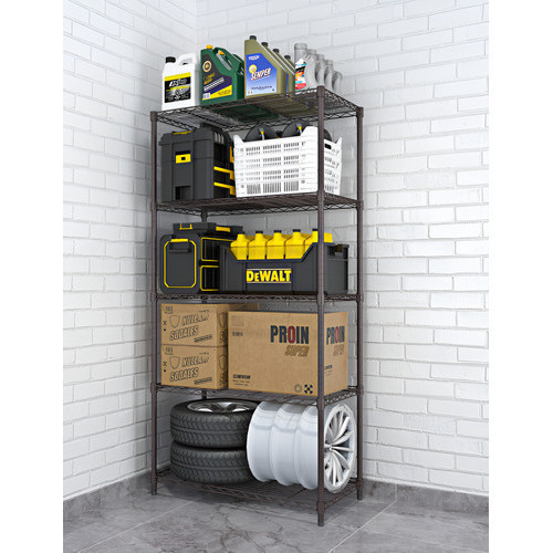 Estante De Aço Preto 5 Prateleiras Rack Com Rodinha 90 cm Maxime Utilidades