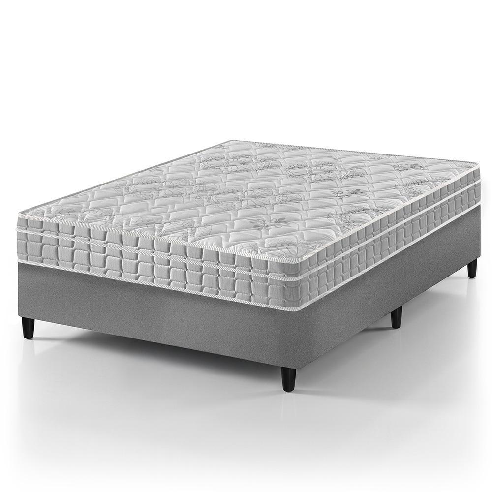 Cama Box Viúva Cinza + Colchão Espuma D33 Zidi Hanover Ortopédico 128x188x61cm