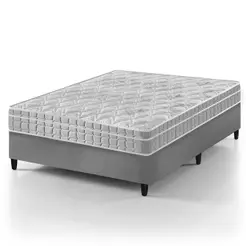 Cama Box Viúva Cinza + Colchão Espuma D33 Zidi Hanover Ortopédico 128x188x61cm