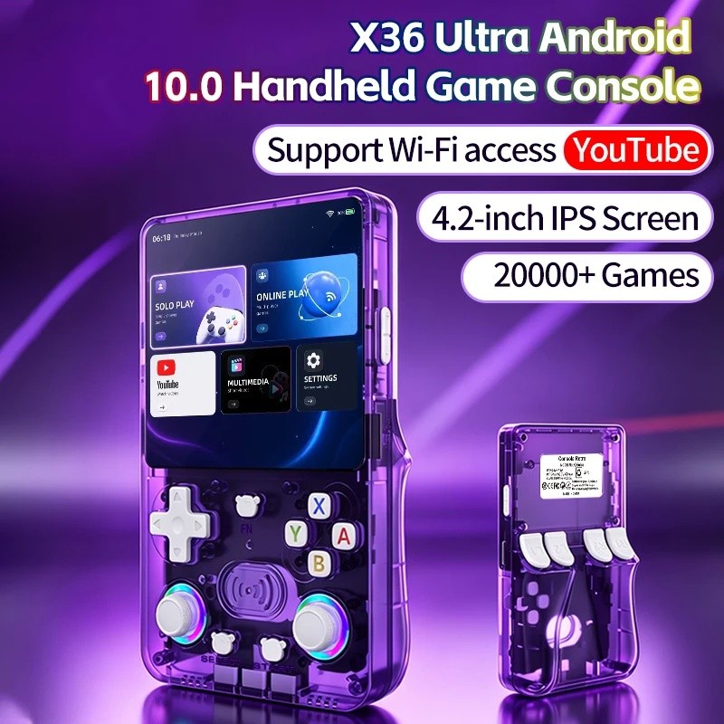 X36 Ultra Console De Jogos Portátil Android 10 Sistema Duplo 4.2 Polegada IPS WiFi Jogo On-Line RGB Joystick Retro Vídeo
