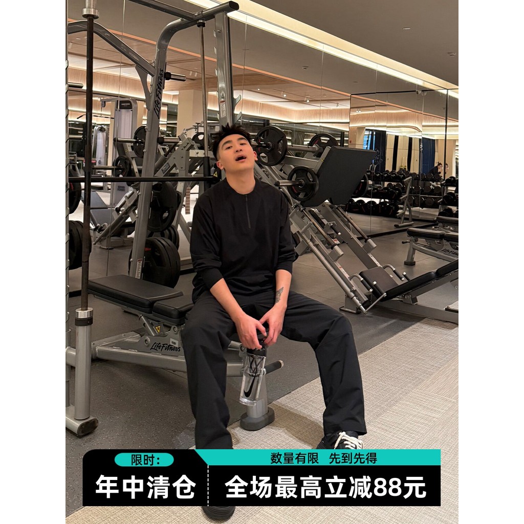 SANBAI 300 [Blast] Camiseta preta de manga comprida com gola meia tração masculina esportiva de secagem rápida Casual ca