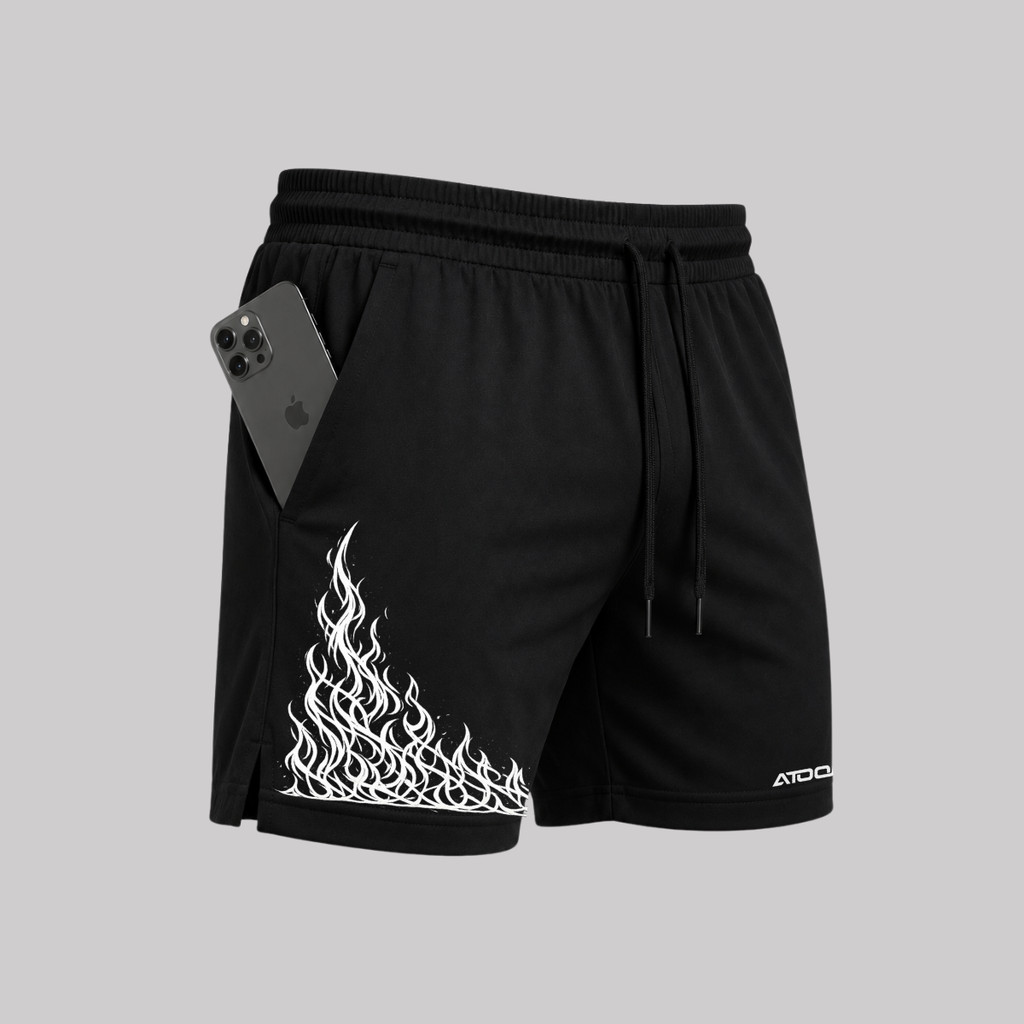 Shorts Elastano Fire Bermuda Fogo Corrida Mauricinho Tecido Leve Bermuda Para Treinar Gym