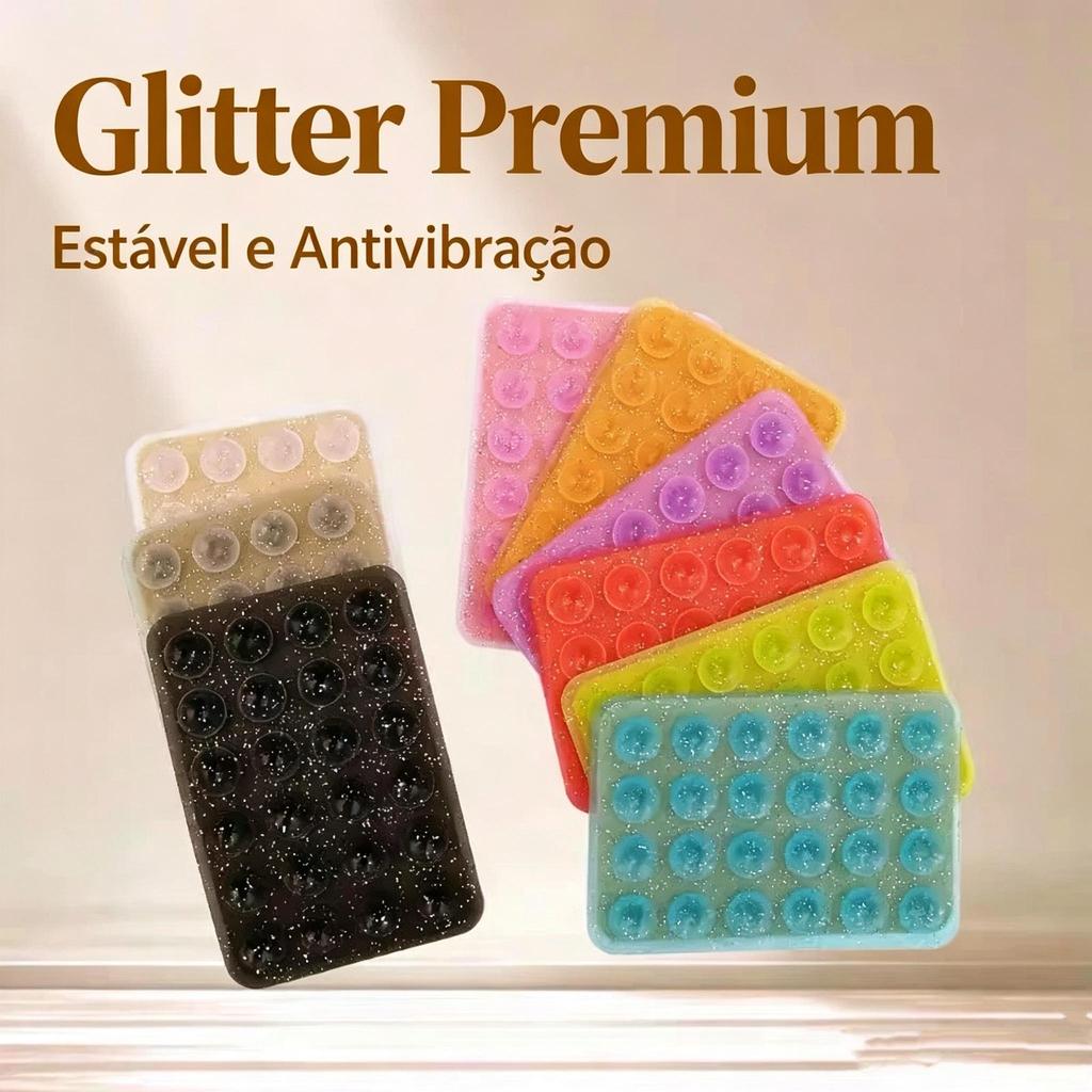 Suporte de Celular com Ventosa Glitter 3M Universal Base Adesiva Forte para Smartphone