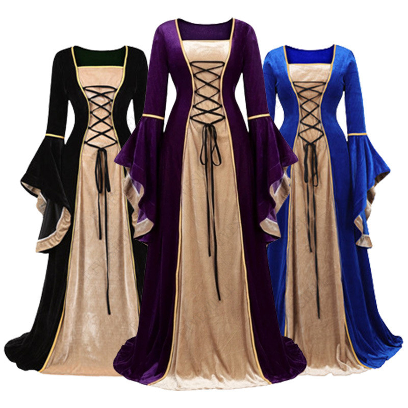 5XL Feminino Deluxe Veludo Renascentista Vestido Irlandês Medieval Vitoriano Traje Victoria Cosplay Retro Extravagante L