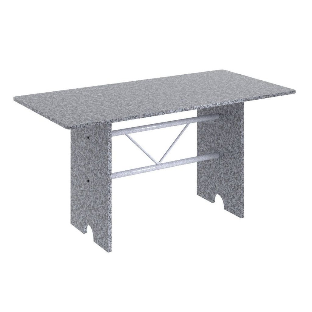 Mesa para Cozinha 140x75cm Tampo Granito Cinza/Martelado Pérola/Ocre Martelado Pérola/Ocre