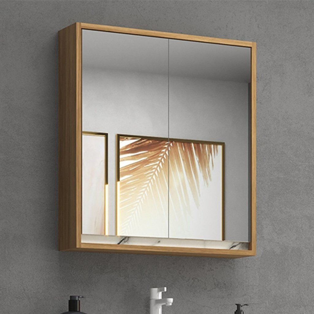 Armário de Banheiro 60cm 02 Portas com Espelho Ref 651 Branco/Itapuã/Thassos