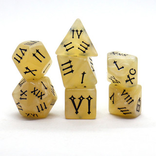 Conjunto de Dados para Jogos de Tabuleiro com Números Romanos em Relevo, 7 Peças, TRPG, Dados Poliédricos, Adequado para