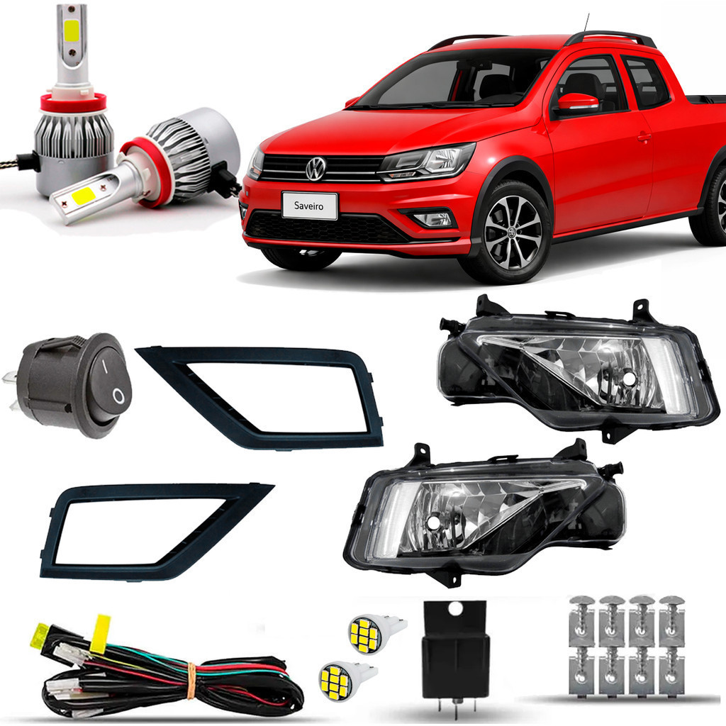 Kit Farol De Milha Neblina Auxiliar Cibie Farolete Completo Saveiro Robust G7 2017 2018 19 20 21 22 Gol G8 Super Led
