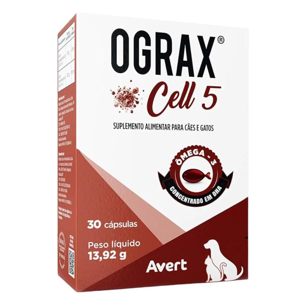 Suplemento Ograx Cell 5 Avert Ômega 3 P/ Cães Gatos 30 CAPS
