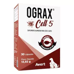 Suplemento Ograx Cell 5 Avert Ômega 3 P/ Cães Gatos 30 CAPS