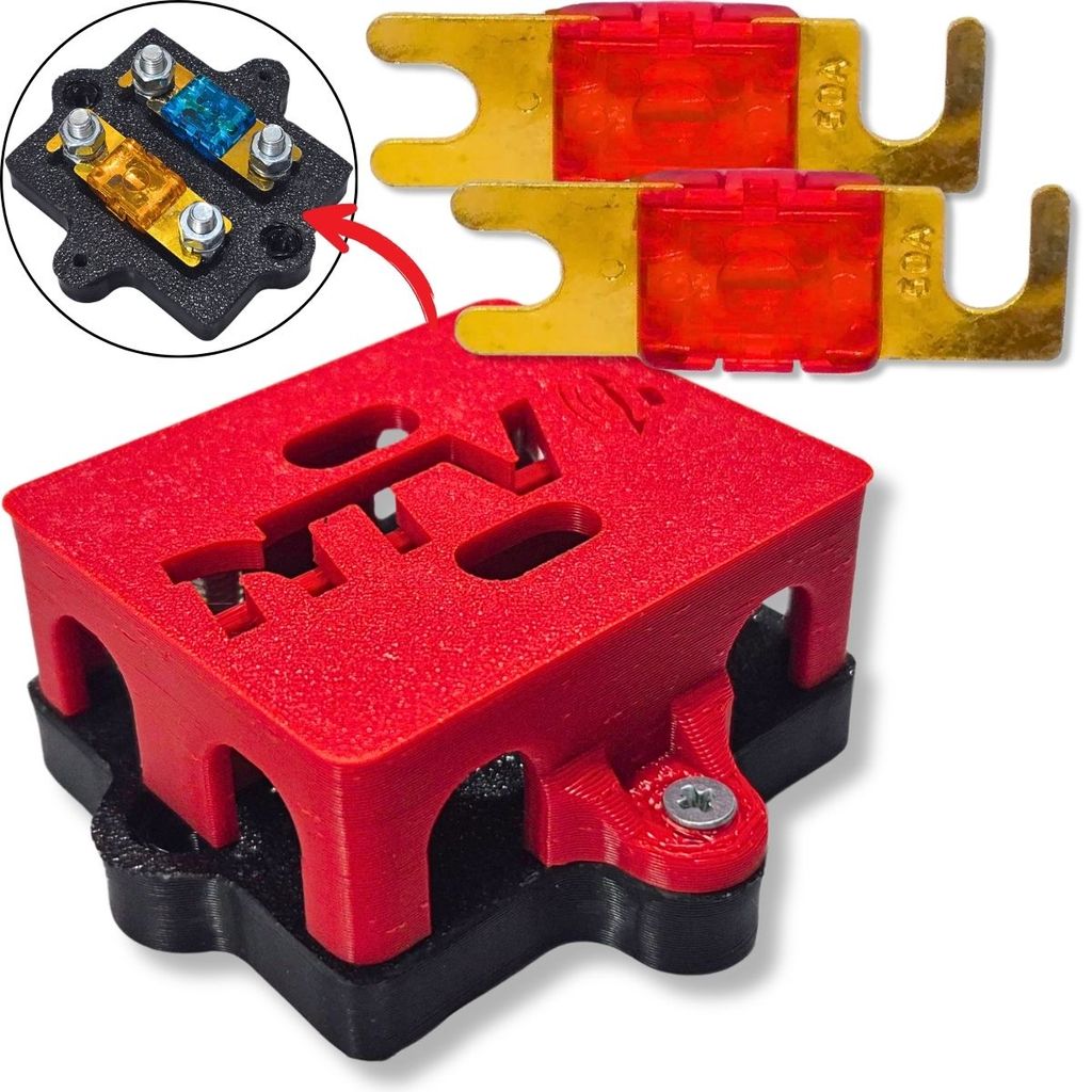 KIT PORTA FUSÍVEL DUPLO MIDI TIPO FACA BARRAMENTO DISTRIBUIDOR + 2 FUSÍVEIS MIDI FACA 50A