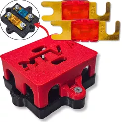 KIT PORTA FUSÍVEL DUPLO MIDI TIPO FACA BARRAMENTO DISTRIBUIDOR + 2 FUSÍVEIS MIDI FACA 50A
