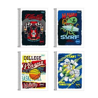 Caderno espiral capa flexível universitário 1x1 96 folhas Zoom+ Masculino Tilibra