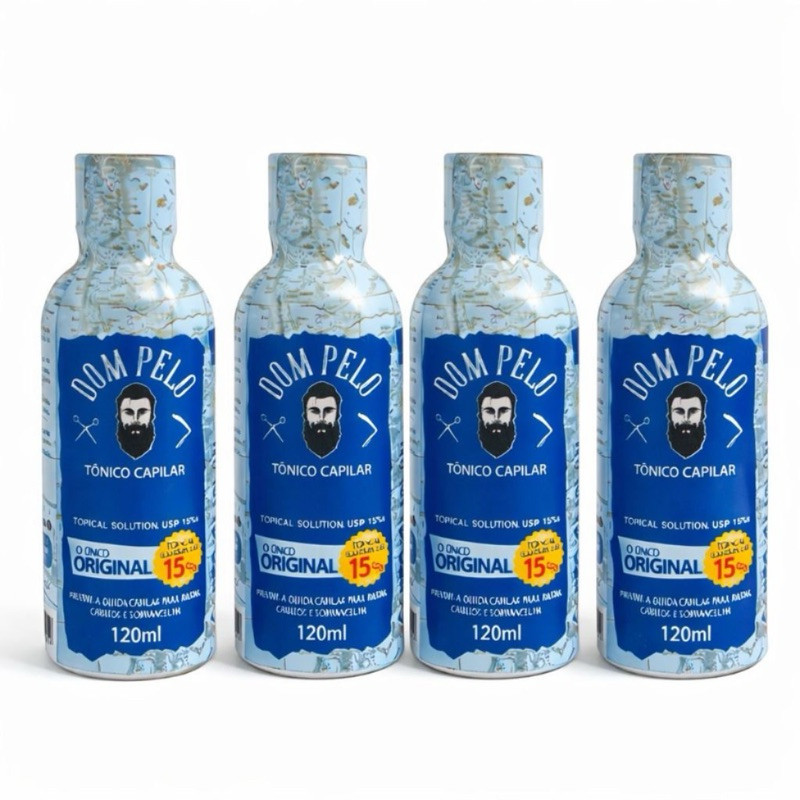 Kit 4 Dom Pelo Tônico Capilar 120ml Cabelo Barba Sobrancelha