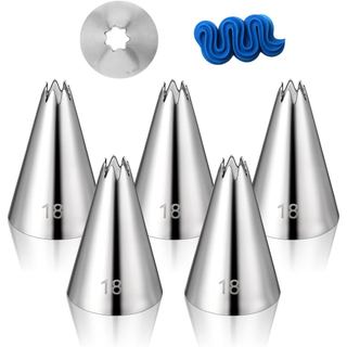 5 Peças # 18 Bicos de Confeitar em Forma de Estrela Aberta, Bicos de Confeitar Sem Costura, Bicos de Confeitar de Aço In