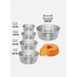 Forma de Bolo 12,14,16,18 e 20cm Com Furo central Ideal Para Bolo Pudim