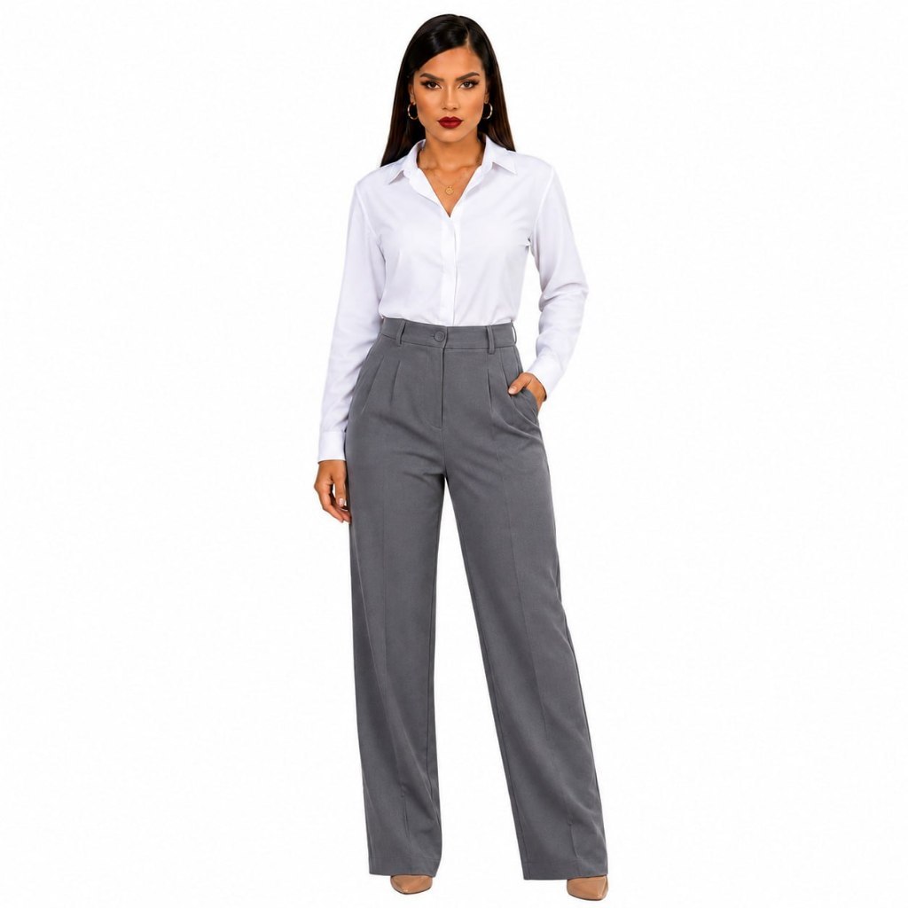 Calça Pantalona Feminina Alfaiataria Premium Cintura Alta Social Elegante Secretaria Executiva