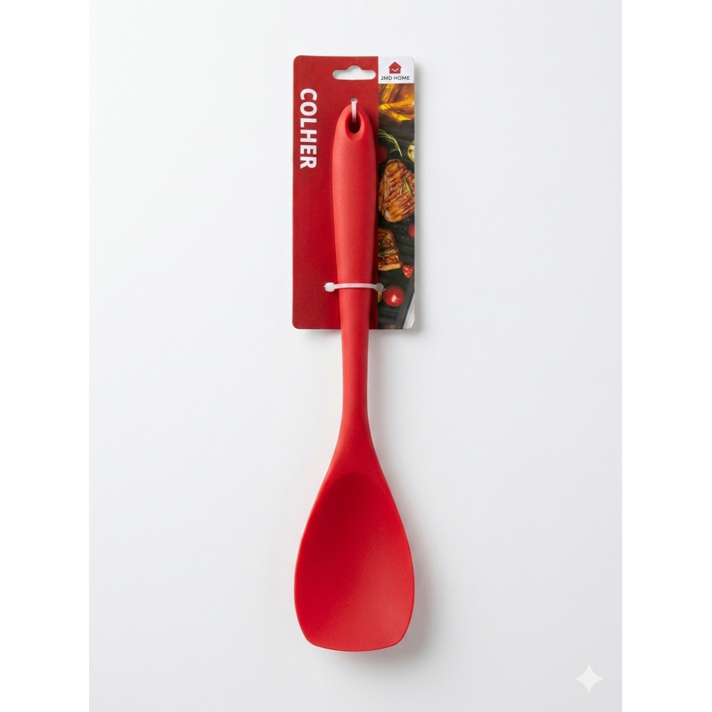 Colher de Silicone Culinária 28cm Utensílio Antiaderente Resistente ao Calor