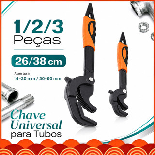 26/38 cm Chave de Tubo Autoajustável com Mandíbulas Serrilhadas para Manutenção Doméstica e Automotiva