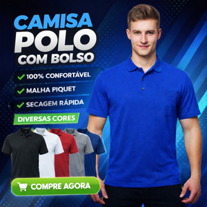 Camisa Masculina Gola Polo Piquet Com Bolso