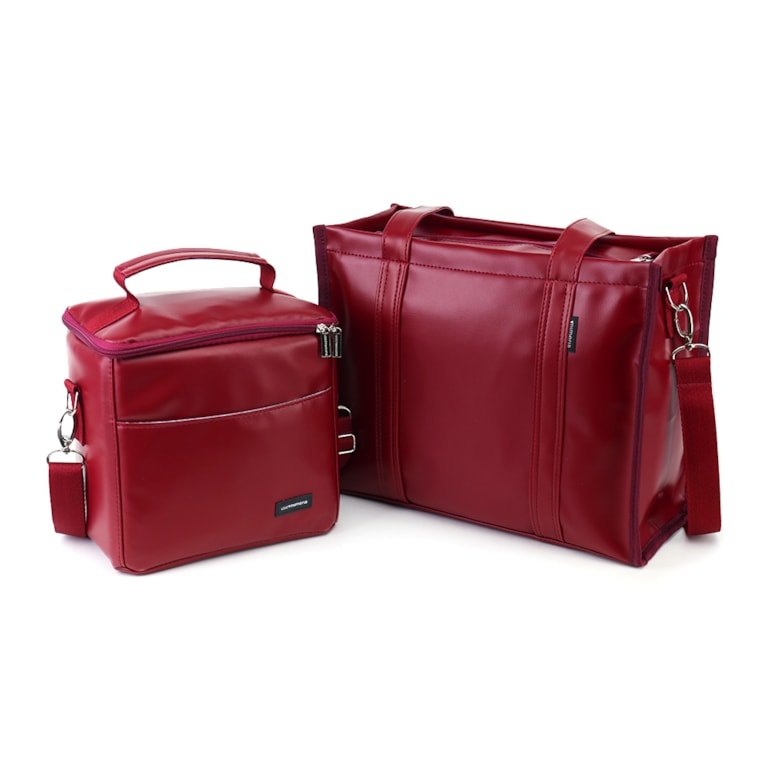 Kit Bolsa Tote Midi com Alça + Térmica Move Média Vermelho Cereja