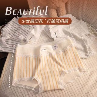 5 pares de calcinha doce menina renda impressa calcinha Boxer de algodão puro calcinha de cintura média respirável viril