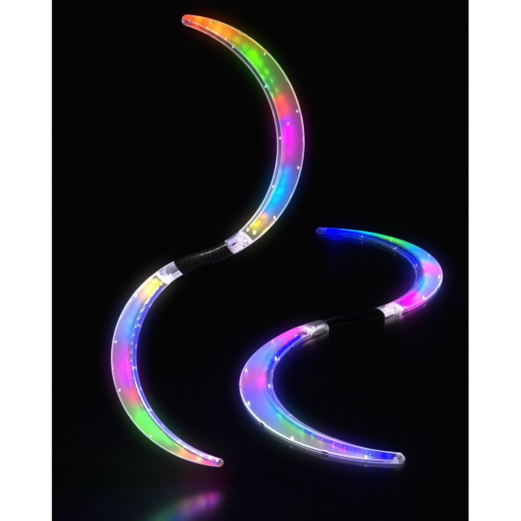 Bastão LED em Forma de S para Dançarinos de Poi, 241 Modos de Luz, Bastão Mágico Recarregável por USB com Cores Personal