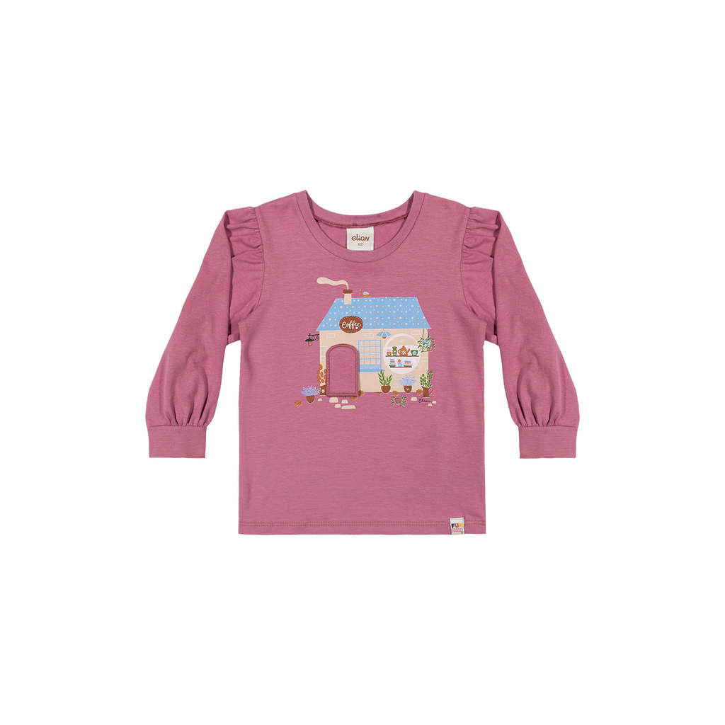 Blusa Interativa Infantil Menina Manga Longa Elian Rosa