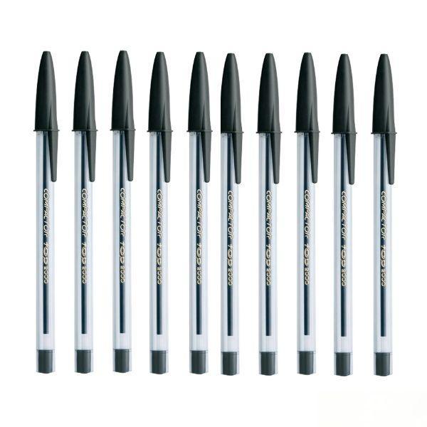 Kit Pacote com 10 Canetas Compactor TOP 2000 - 1.0mm Preta