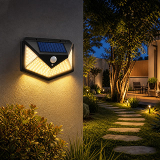 1/2/3 Pcs Luzes Solares Multifuncionais Impermeáveis 100 Luzes De Parede De Garagem LED 