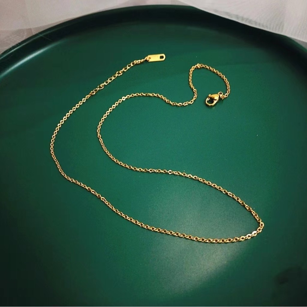 Colar de corrente simples feminino 18k ouro única corrente não desbotada ouro rosa corrente Universal banhado a ouro cor