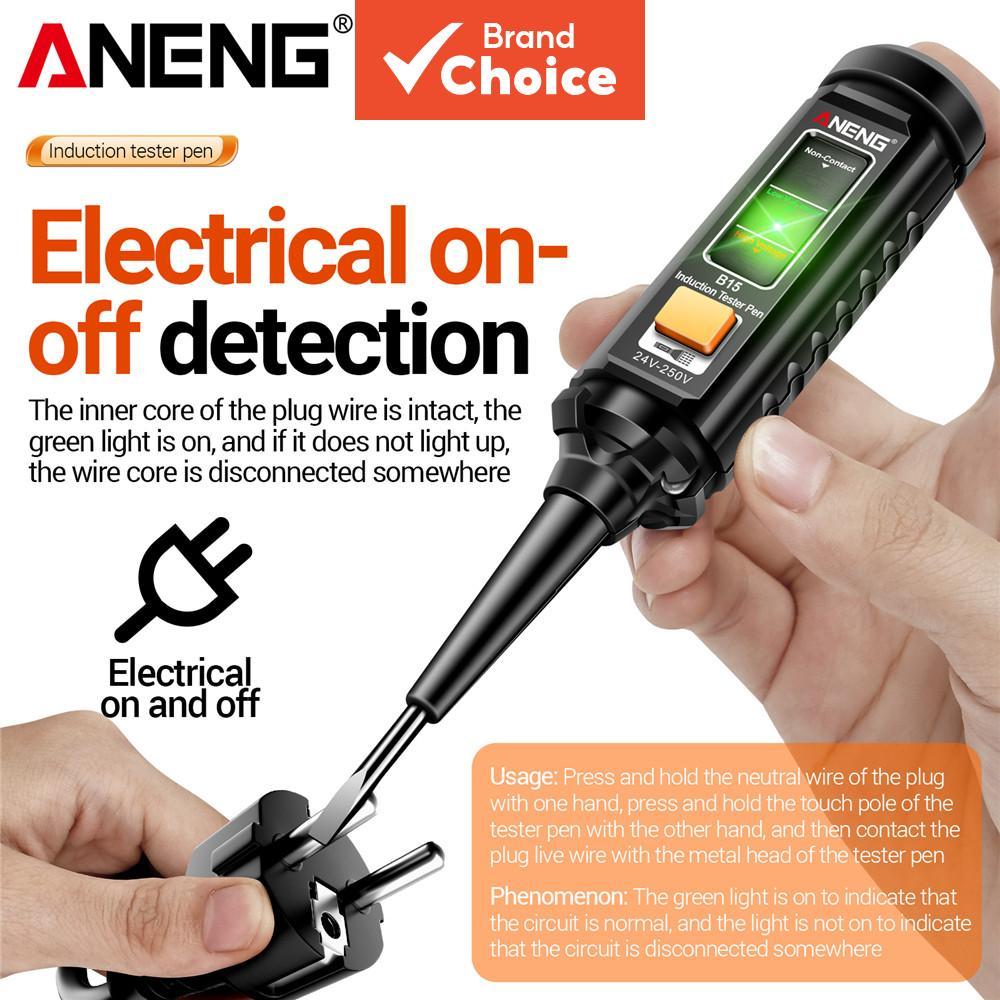 Caneta De Teste De Tensão De Indução ANENG B15 , Peça Única , 24-250V , Alarme De Luz Sonora , Localizador De Fio De Fog