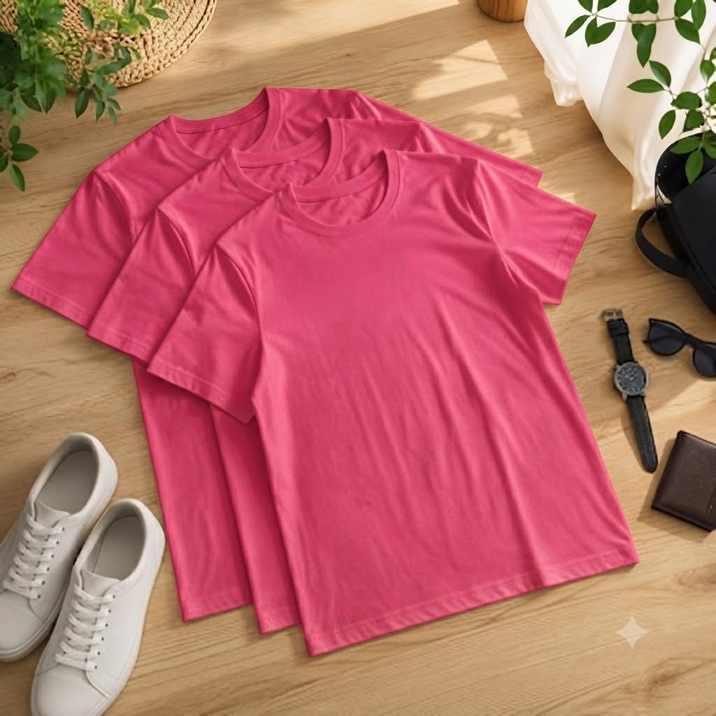 Kit 3 Camisas Masculinas Básicas Lisas Sem Estampa 100% Algodão Premium Fio 30.1 Penteado Gola Careca Atacado Revenda