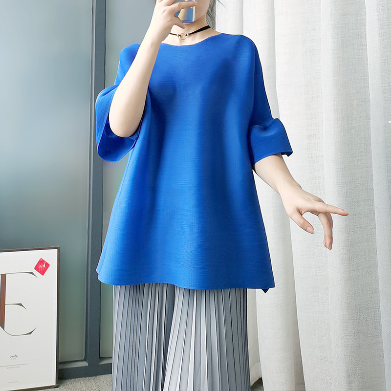 Uma pessoa uma plissada 6505 Issey Miyake Roupas femininas plissadas Life Top Roupas femininas de verão 2025 All-Match S
