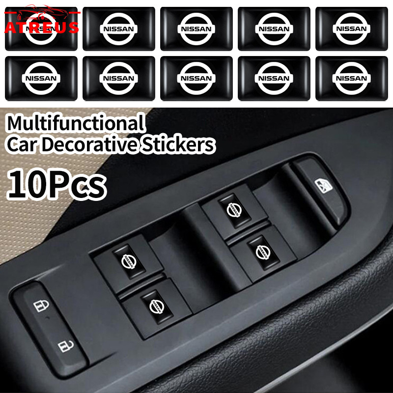 10 Pçs Nissan Adesivo Logo Carro Quadrado 3D 10x18mm Decorativo Para Nissan Kicks Tiida March Versa Sentra
