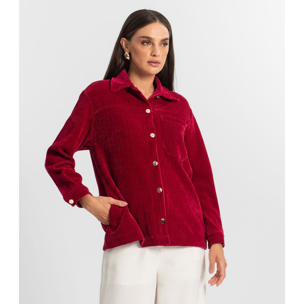 Casaco Feminino Veludo Cotelê Endless Vermelho