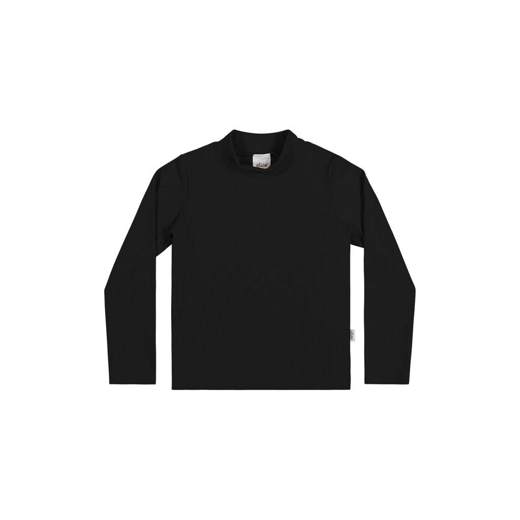 Blusa Infantil Menina Gola Alta Básica Elian Preto