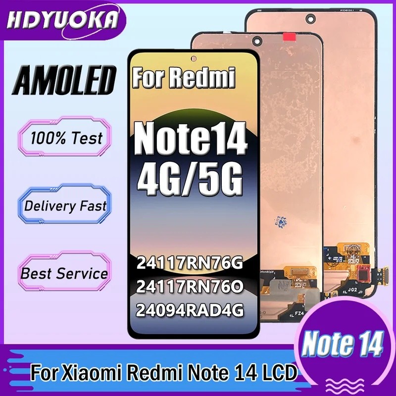 6.67 " AMOLED Para Xiaomi Redmi Nota 14 4G 5G LCD 24117RN76G Display Tela De Toq
