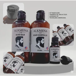 Kit Balm, Óleo para Barba e Shampoo Facial Tecnologia Americana - Alkmena M-08