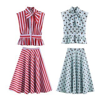 Outono novos produtos terno feminino camisa listrada + saia flauta fã 3091320 8002320