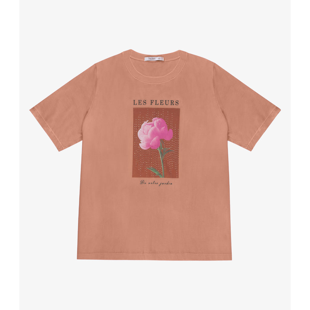 Blusa Manga Curta Feminina Plus Size Secret Glam Marrom