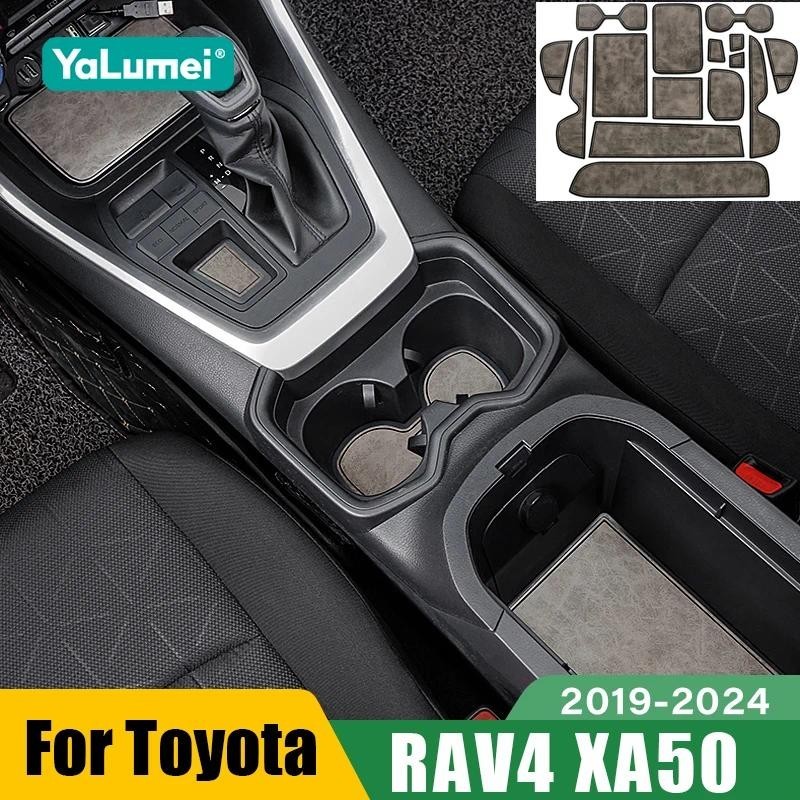 Para Toyota RAV4 XA50 2019 2020 2021 2022 2023 2024 RAV 4 Couro Híbrido Anti-Slip Cup Mat Car Gate Slot Pad Acessórios I