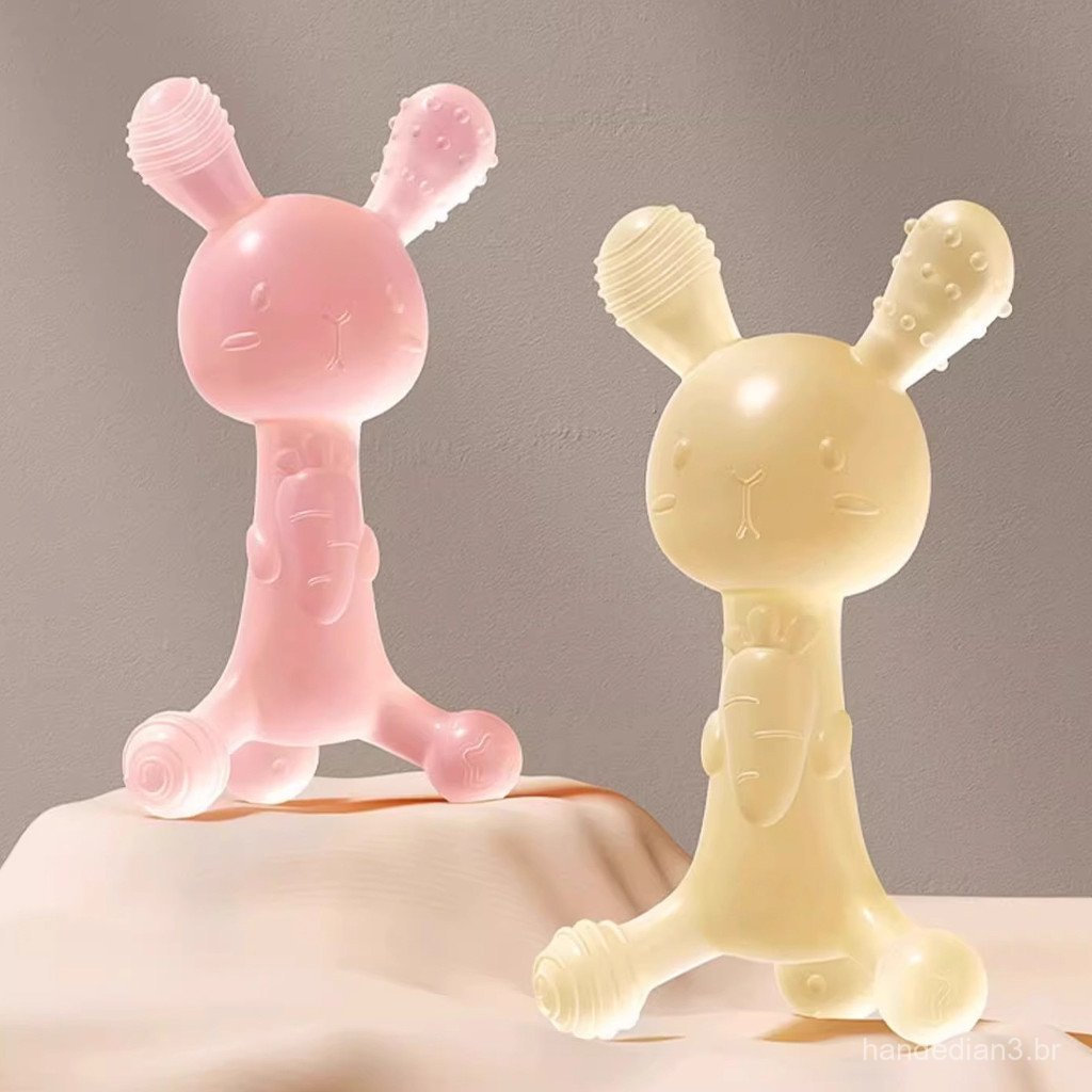 Ot Vendendo Gel de Silicone para Dentição de Bebê em Forma de Cenoura e Coelho, Pode Ser Fervido em Água, Bastão de Dent